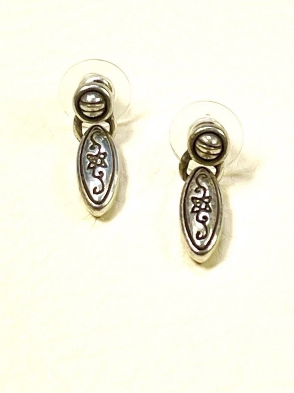 Original Brighton Silver-Tone Floral Oval Drop Earrings